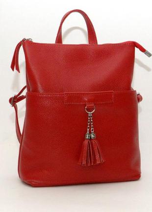 Жіноча червона шкіряна сумка-рюкзак, кольори в асортименті1 фото