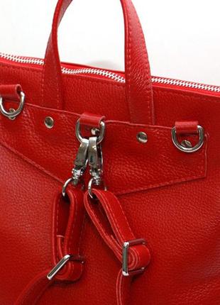 Жіноча шкіряна червона сумка-рюкзак, кольори в асортименті7 фото