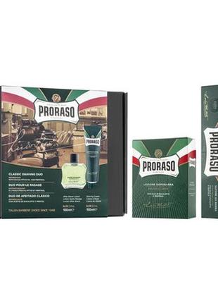 Подарочный набор для бритья proraso, classic shaving duo refresh (крем 150 мл и лосьон 100 мл)