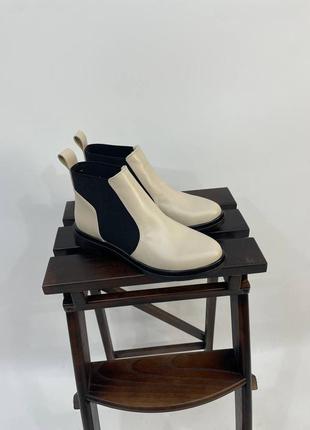 Эксклюзивные ботинки из натуральной итальянской кожи бежевые челси9 фото