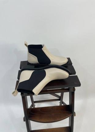 Эксклюзивные ботинки из натуральной итальянской кожи бежевые челси5 фото