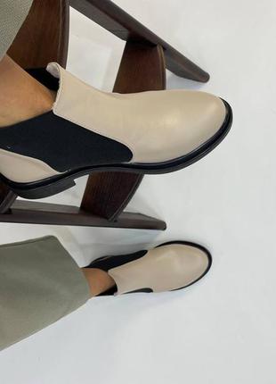 Эксклюзивные ботинки из натуральной итальянской кожи бежевые челси8 фото