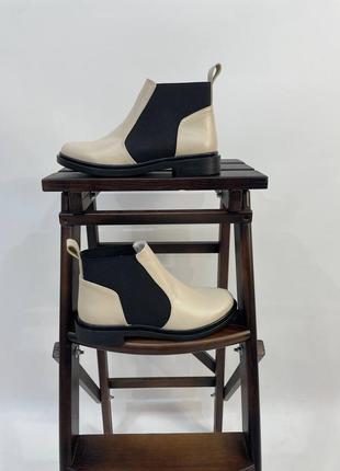 Эксклюзивные ботинки из натуральной итальянской кожи бежевые челси3 фото