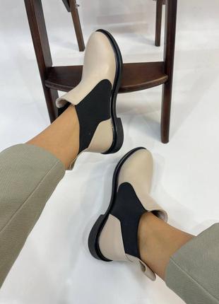 Эксклюзивные ботинки из натуральной итальянской кожи бежевые челси7 фото