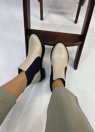 Эксклюзивные ботинки из натуральной итальянской кожи бежевые челси2 фото