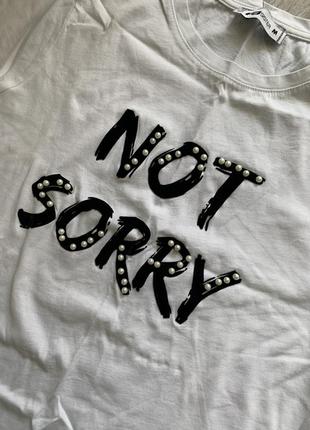Fb sister белая футболка not sorry с жемчугом м размер2 фото