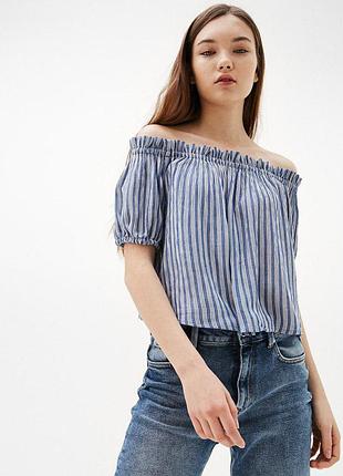 Блуза в полоску с открытыми плечами zara