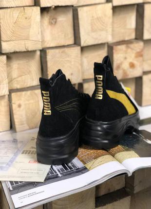 Puma spring boots brown yellow black жіночі замшеві чорні черевики пума жіночі замшеві чорні модні ботінки5 фото