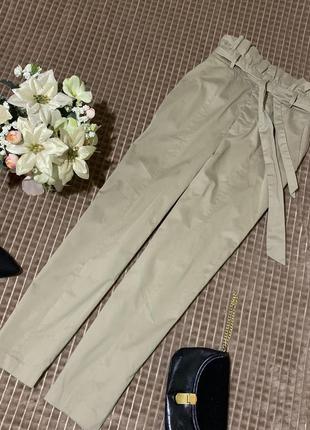 Актуальні котонові штани з поясом zara
