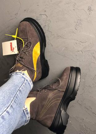 Puma spring boots brown yellow black жіночі коричневі черевики пума жіночі коричневі стильні ботінки10 фото