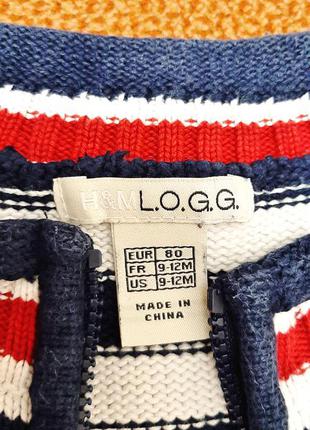 H&m l.o.g.g. брендова кофточка на блискавці в смужку біла сінія на хлопчика / дівчинку 9-18міс6 фото