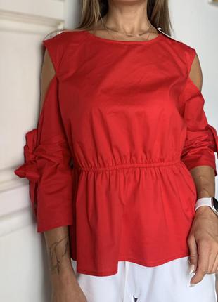 Красная хлопковая блуза