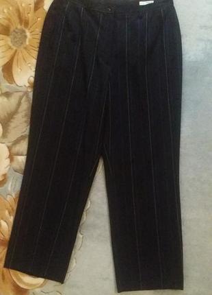 Стройнящие теплые зауженные брюки, полоска, высокая посадка, hauber, шерсть, дресс код, офис