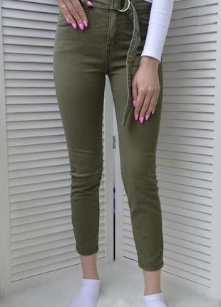 Крутые джинсы цвета хаки bershka2 фото