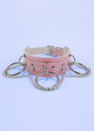 Розовый неформальный чокер с кольцами и цепями кидкор лолита тамблер аниме косплей вебкам