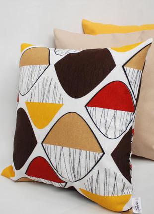 Декоративная подушка - геометрия, декоративна подушка киев, подушка желтая1 фото