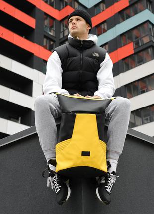 Чоловічий місткий жовто-чорний брендовий рюкзак для школи/подорожей/під ноутбук1 фото
