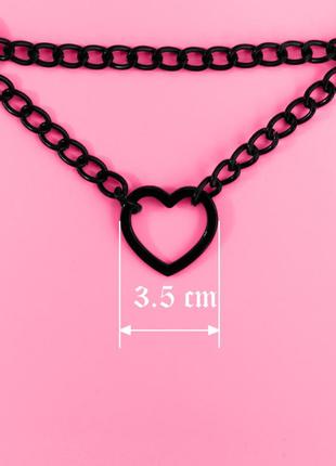 Чорний чокер підвіска з металевим сердечком на ланцюгах аніме хентай рок лоліта дрейн гранж панк кидкор egirl тамблер косплей тренд3 фото
