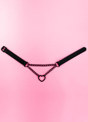 Чорний чокер підвіска з металевим сердечком на ланцюгах аніме хентай рок лоліта дрейн гранж панк кидкор egirl тамблер косплей тренд2 фото