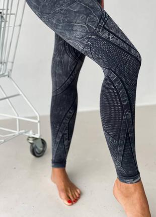 Спортивний фітнес легінси лосини джеггінси джинсові чорні з високою талією спортивний топ3 фото