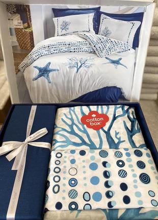 Комплект постельного белья тм cotton box maritime star lacivert, евро комплект3 фото