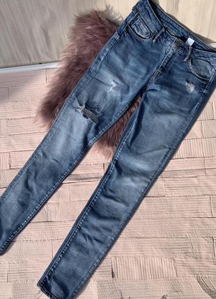 Голубые синие трендовые джинсы h&m скини skinny denim джинси скинни hm1 фото