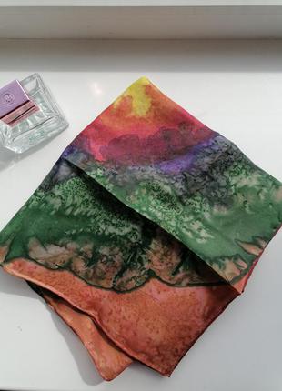 👑большой шёлковый платок в технике батик 👑яскрава шовкова хустина1 фото