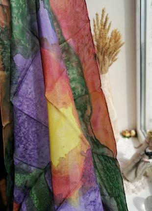 👑большой шёлковый платок в технике батик 👑яскрава шовкова хустина2 фото