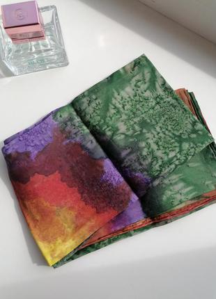 👑большой шёлковый платок в технике батик 👑яскрава шовкова хустина6 фото