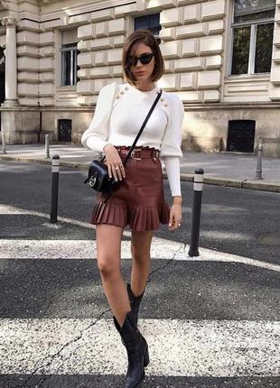Zara спідниця з екошкіри l