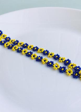 Цветочный бисерный чокер, патриотическое ожерелье из бисера7 фото