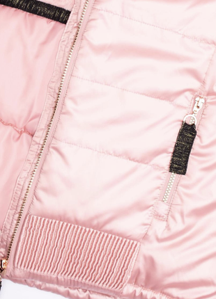 Стильная куртка пальто  - coccodrillo - нежный розовый с глянцем, мехом - зима, деми р152/1583 фото