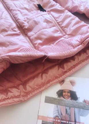 Стильная куртка пальто  - coccodrillo - нежный розовый с глянцем, мехом - зима, деми р152/15810 фото