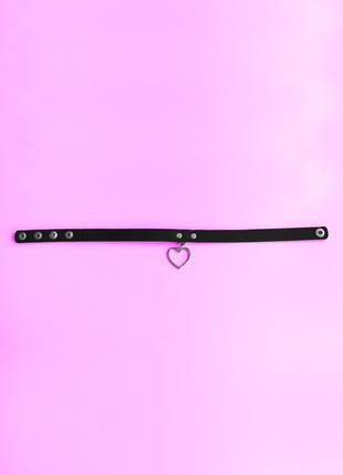 Черный милый чокер с сердечком лолита тамблер egirl украшение на шею косплей аниме4 фото