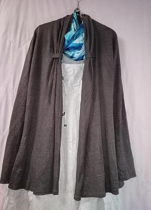 Льняний трикотажний кардиган-накидка кольору мокко,46-54разм,німеччина.