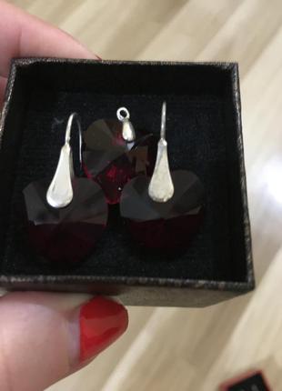 Серёжки серебро камень сваровски