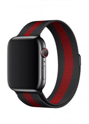 Ремешок milanese loop magnetic closure для apple watch 42/44 мм black/red1 фото
