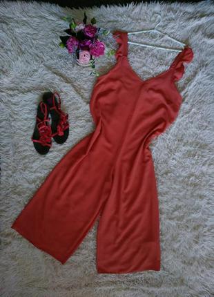 Стильный легкий летний комбинезон, коралловый цвет #б19