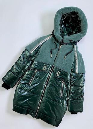 Модна тепла подовжена куртка для дівчаток