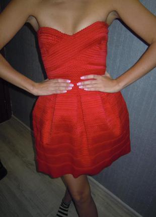 Бандажное утягивающее красное платье бюстье river island2 фото
