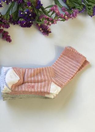 Набор розовых и серых носочков для девочки размер 27-30