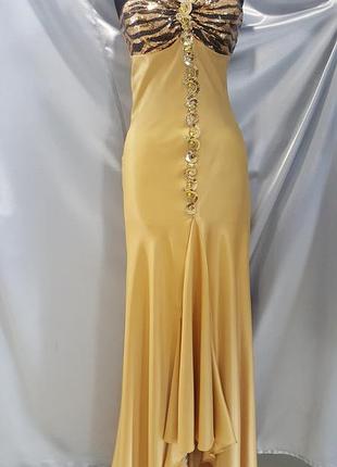Довге вечірнє плаття золото 36 р-р