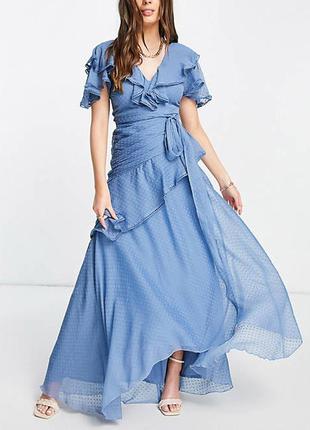 Потрясающее роскошное макси платье asos design с завязкой и рюшами!