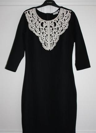 Сукня по фігурі, котон, комір мереживо, чорна фінляндія