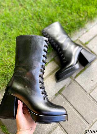 Сапоги ботинки полусапожки натуральная кожа черный9 фото