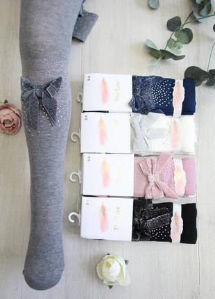 Однотонні Колготки з велюровим бантом і стразами pier lone