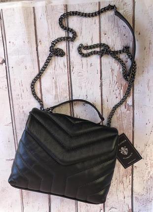 Итальянская кожаная сумочка стёганая чёрная італійська шкіряна сумка чорна7 фото