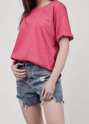 Малинова бавовняна футболка оверсайз базова