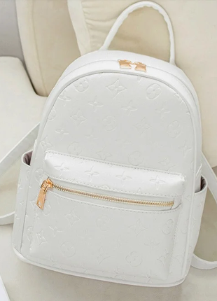 Жіночий міський білий шкіряний рюкзак/портфель/шкіряний ранець сумка