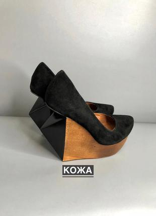 Zign дизайнерский кожаные туфли на деревянной высокой платформе замшевые rundholz owens lang